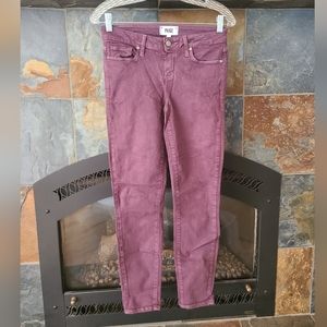 Paige Verdugo Wine Red Mid-High Rise Ankle Skinny Jeans size 26 27” inseam